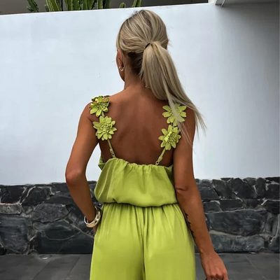 Stijlvolle dames jumpsuit zonder mouwen met wijde pijpen