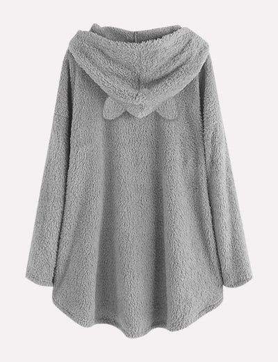 Lange hoodie met capuchon en schattig kattenontwerp voor extra comfort