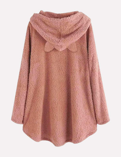 Lange hoodie met capuchon en schattig kattenontwerp voor extra comfort