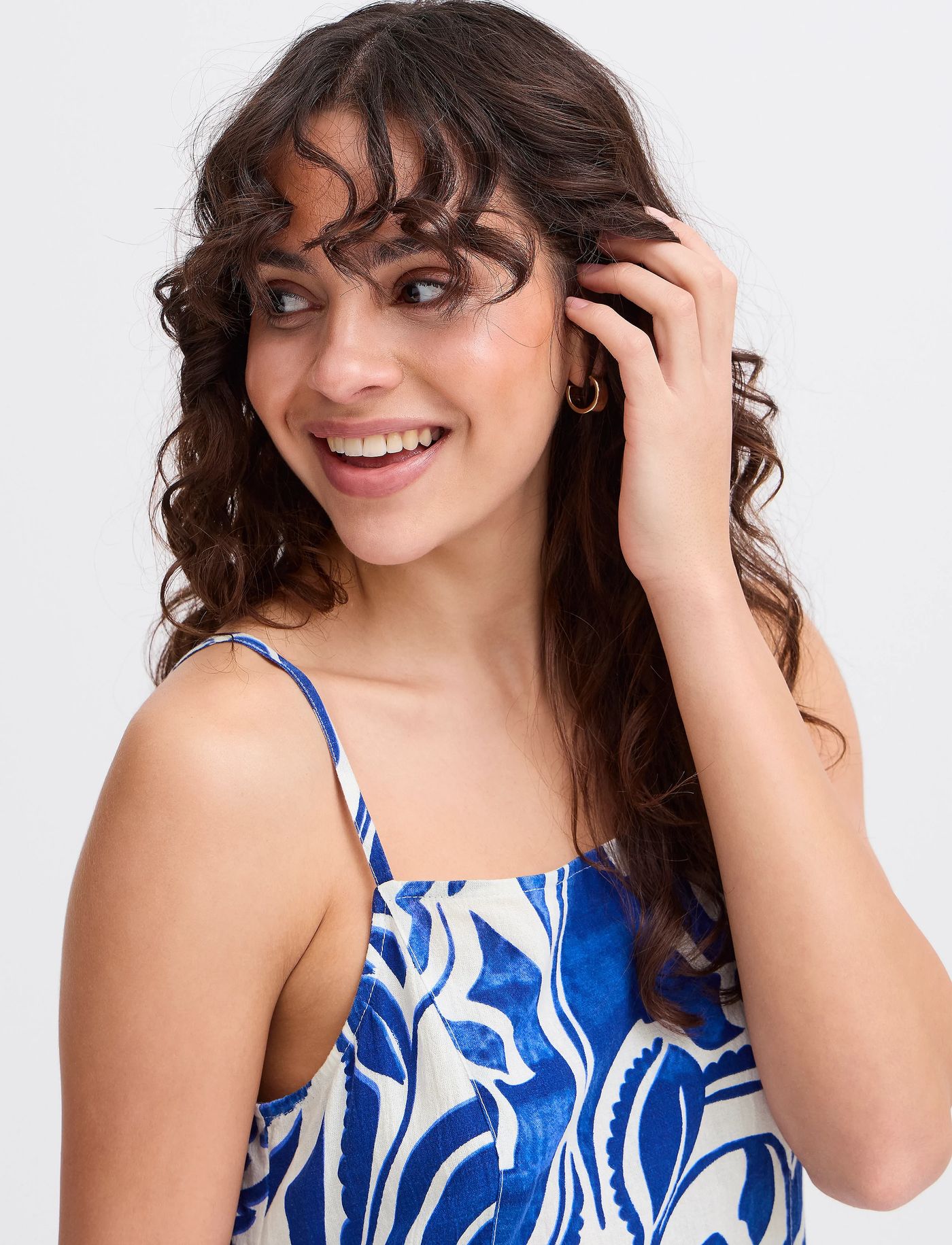Trendy casual midi jurk met print en smalle bandjes