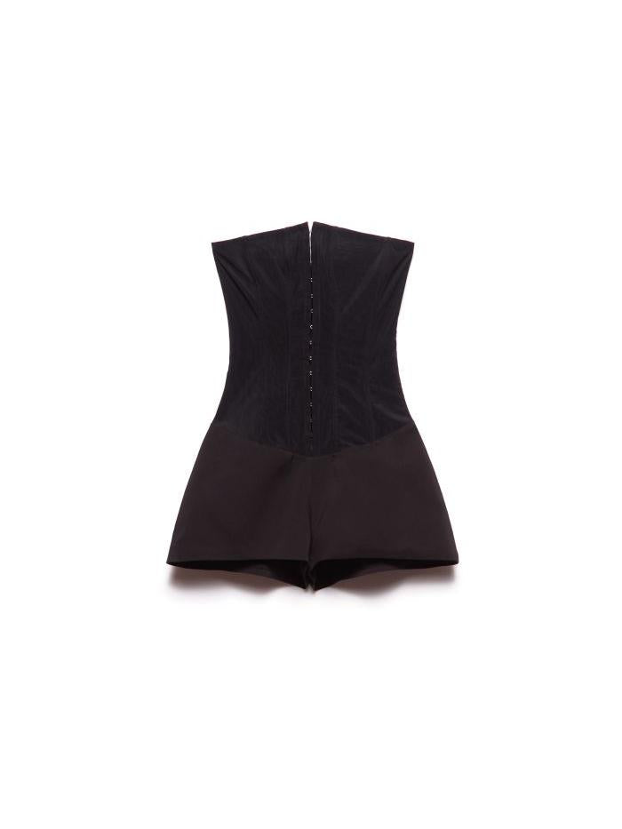 Straploze korte jumpsuit met corsetstijl voor een trendy uitstraling