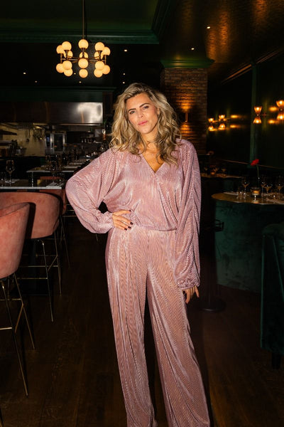 Trendy dames jumpsuit met print korte wijde mouwen en rechte wijde broekspijpen