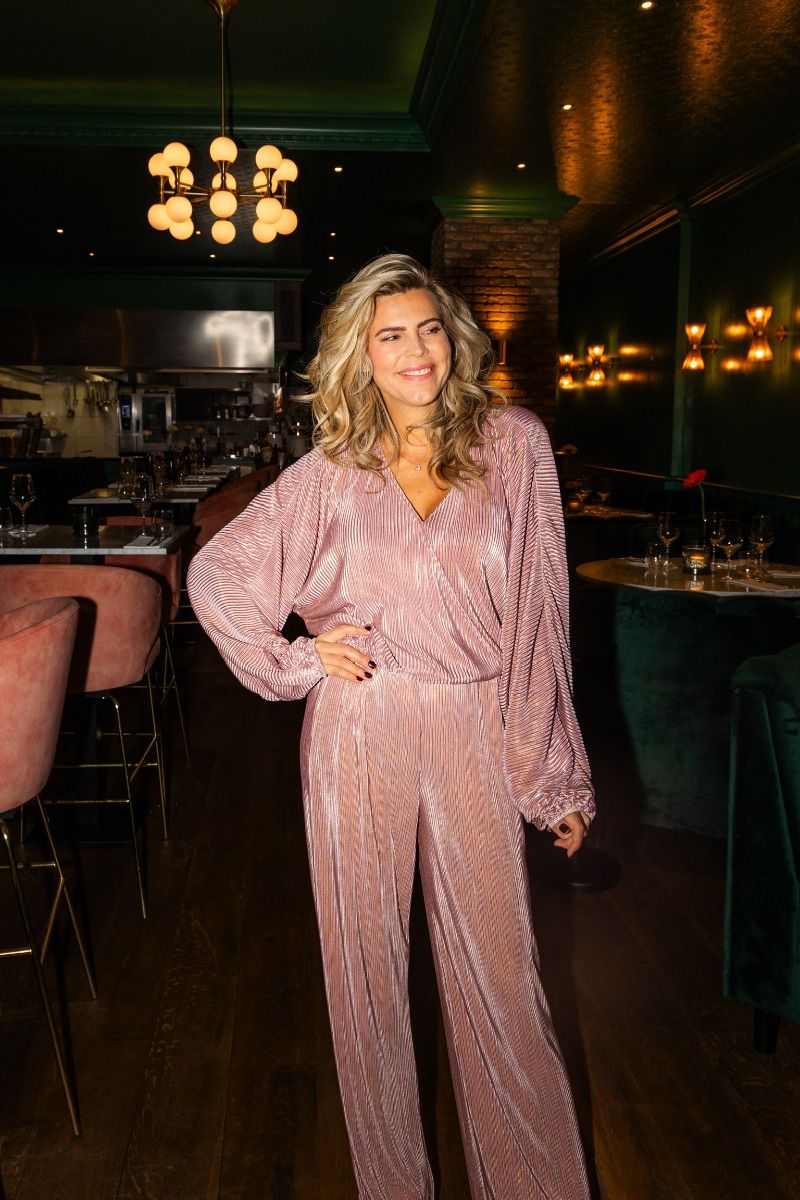 Trendy dames jumpsuit met print korte wijde mouwen en rechte wijde broekspijpen