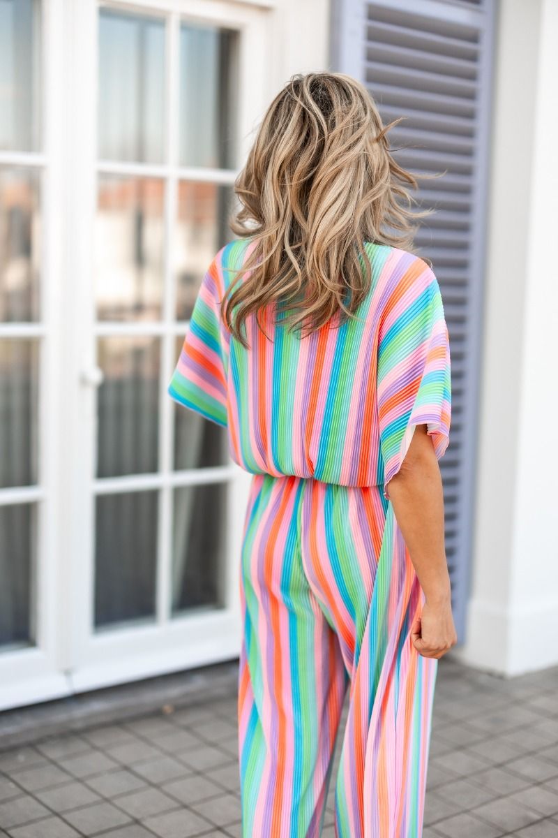 Trendy dames jumpsuit met print korte wijde mouwen en rechte wijde broekspijpen