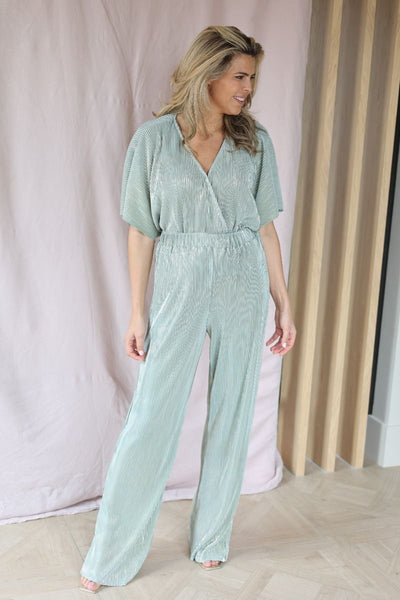 Trendy dames jumpsuit met print korte wijde mouwen en rechte wijde broekspijpen