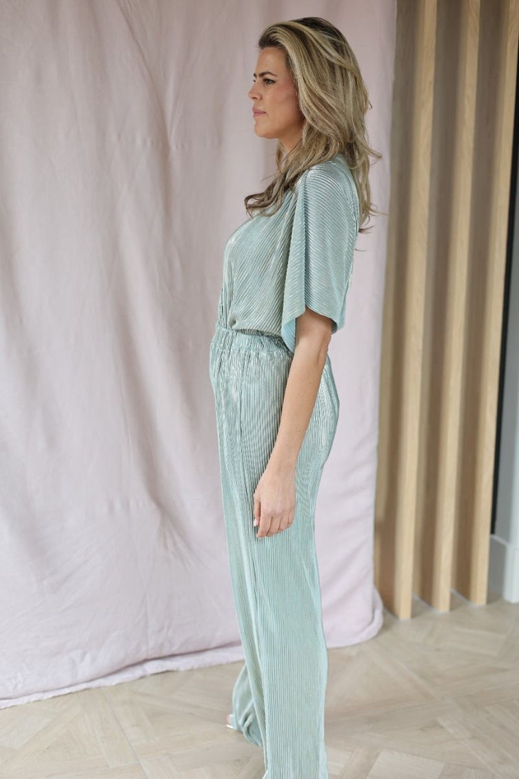 Trendy dames jumpsuit met print korte wijde mouwen en rechte wijde broekspijpen