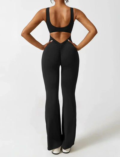 V-rug uitlopende jumpsuit