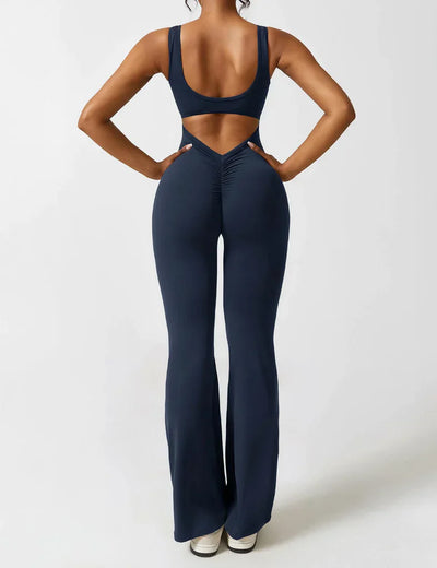 V-rug uitlopende jumpsuit