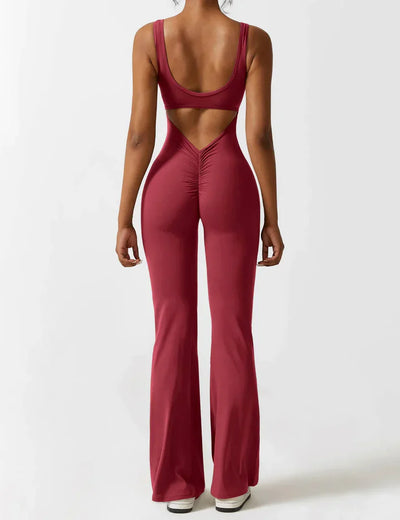 V-rug uitlopende jumpsuit